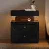 Krila Floating 3-Drawer LED Smart Bedside Table with Light – Rectangle – Nightstand – AUD-H1389