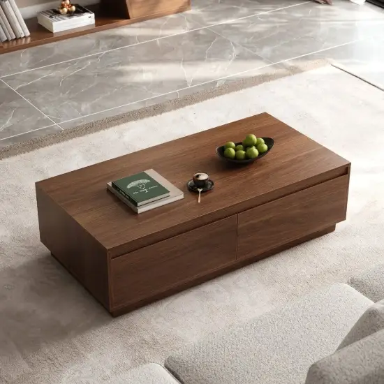 Fero Mid-Century 120 cm Walnut Rectangular Coffee Table with 4 Drawers