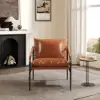 Modern Faux Leather Lounge Accent Chair with Metal Frame, Set of 2