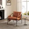 Modern Faux Leather Lounge Accent Chair with Metal Frame, Set of 2