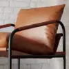 Modern Faux Leather Lounge Accent Chair with Metal Frame, Set of 2