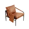 Modern Faux Leather Lounge Accent Chair with Metal Frame, Set of 2