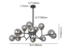 12 Light Black Chandelier with Globe Glass Shade Modern Pendant Light for Living Room