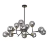 12 Light Black Chandelier with Globe Glass Shade Modern Pendant Light for Living Room