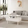 Modern White Lift Top Coffee Table Extendable with Storage
