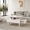Modern White Lift Top Coffee Table Extendable with Storage
