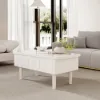 Modern White Lift Top Coffee Table Extendable with Storage