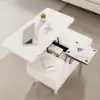 Modern White Lift Top Coffee Table Extendable with Storage