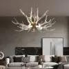 9-Light Resin Deer Horn Antler Ceiling Chandelier Lighting in Gold