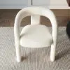 Modern Off White Boucle Dining Chair with Curved Back & Upholstered Legs, 8 Pieces