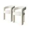 Modern Off White Boucle Dining Chair with Curved Back & Upholstered Legs, 8 Pieces