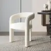 Modern Off White Boucle Dining Chair with Curved Back & Upholstered Legs, 6 Pieces