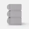 Humply Grey Faux Leather 3-Drawer Nightstand with Charging Station, Set of 2