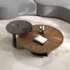 Modern 55 -90 cm 2-Piece Walnut Glass Top Nesting Coffee Table Set