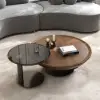 Modern 55 -90 cm 2-Piece Walnut Glass Top Nesting Coffee Table Set