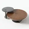 Modern 55 -90 cm 2-Piece Walnut Glass Top Nesting Coffee Table Set