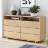 1200 mm Modern 6-Drawer Wood Dresser with Shelves