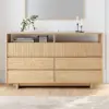 1200 mm Modern 6-Drawer Wood Dresser with Shelves