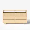 1200 mm Modern 6-Drawer Wood Dresser with Shelves
