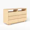 1200 mm Modern 6-Drawer Wood Dresser with Shelves