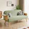 183 cm 2-Seater Velvet & Rattan Pull-out Sofa Sofa with Rotating Tray
