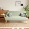 183 cm 2-Seater Velvet & Rattan Pull-out Sofa Sofa with Rotating Tray