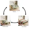183 cm 2-Seater Velvet & Rattan Pull-out Sofa Sofa with Rotating Tray