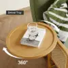 183 cm 2-Seater Velvet & Rattan Pull-out Sofa Sofa with Rotating Tray