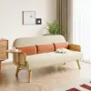 183 cm 2-Seater Cotton & Linen Pull-out Sofa Sofa with Rotating Tray
