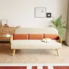 183 cm 2-Seater Cotton & Linen Pull-out Sofa Sofa with Rotating Tray
