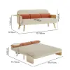 183 cm 2-Seater Cotton & Linen Pull-out Sofa Sofa with Rotating Tray