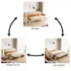 183 cm 2-Seater Cotton & Linen Pull-out Sofa Sofa with Rotating Tray