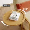 183 cm 2-Seater Cotton & Linen Pull-out Sofa Sofa with Rotating Tray