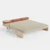 183 cm 2-Seater Cotton & Linen Pull-out Sofa Sofa with Rotating Tray