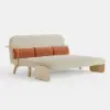 183 cm 2-Seater Cotton & Linen Pull-out Sofa Sofa with Rotating Tray