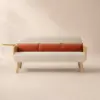 183 cm 2-Seater Cotton & Linen Pull-out Sofa Sofa with Rotating Tray