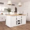 150 cm Modern Natural &White Kitchen lsland Kitchen Cabinet with Wine Storage