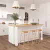 150 cm Modern Natural &White Kitchen lsland Kitchen Cabinet with Wine Storage