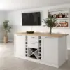 150 cm Modern Natural &White Kitchen lsland Kitchen Cabinet with Wine Storage