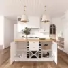 150 cm Modern Natural &White Kitchen lsland Kitchen Cabinet with Wine Storage