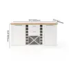 150 cm Modern Natural &White Kitchen lsland Kitchen Cabinet with Wine Storage