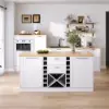 150 cm Modern Natural &White Kitchen lsland Kitchen Cabinet with Wine Storage