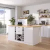 150 cm Modern Natural &White Kitchen lsland Kitchen Cabinet with Wine Storage