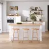 150 cm Modern Natural &White Kitchen lsland Kitchen Cabinet with Wine Storage