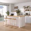 150 cm Modern Natural &White Kitchen lsland Kitchen Cabinet with Wine Storage