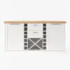 150 cm Modern Natural &White Kitchen lsland Kitchen Cabinet with Wine Storage