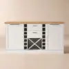 150 cm Modern Natural &White Kitchen lsland Kitchen Cabinet with Wine Storage
