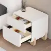 Picture of Curva Boucle 2-Drawer Bedside Table with Natural Wood Legs and USB Port, Set of 2