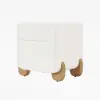Curva Boucle 2-Drawer Bedside Table with Natural Wood Legs and USB Port