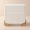 Curva Boucle 2-Drawer Bedside Table with Natural Wood Legs and USB Port